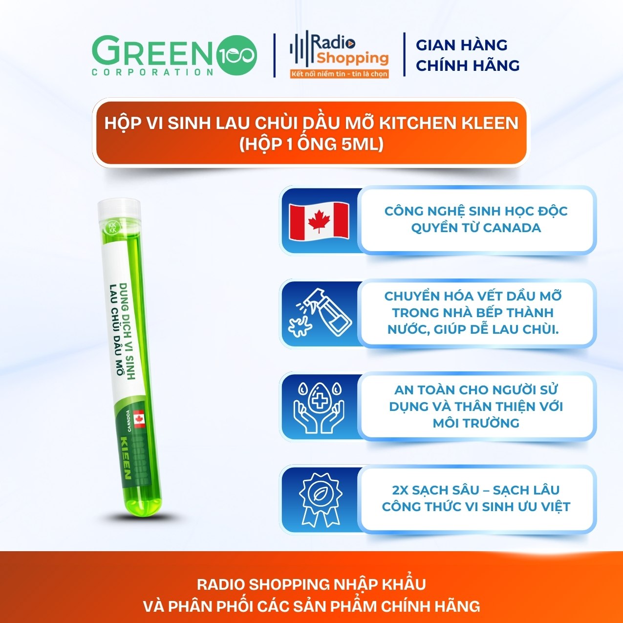 Hộp vi sinh lau chùi dầu mỡ Kitchen Kleen [01 ống 5ml]